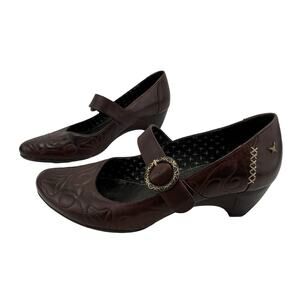 Pikolinos Mary Jane Leather Shoes Braided Buckle BirdStitched HeelEU 39 US 8.5–9